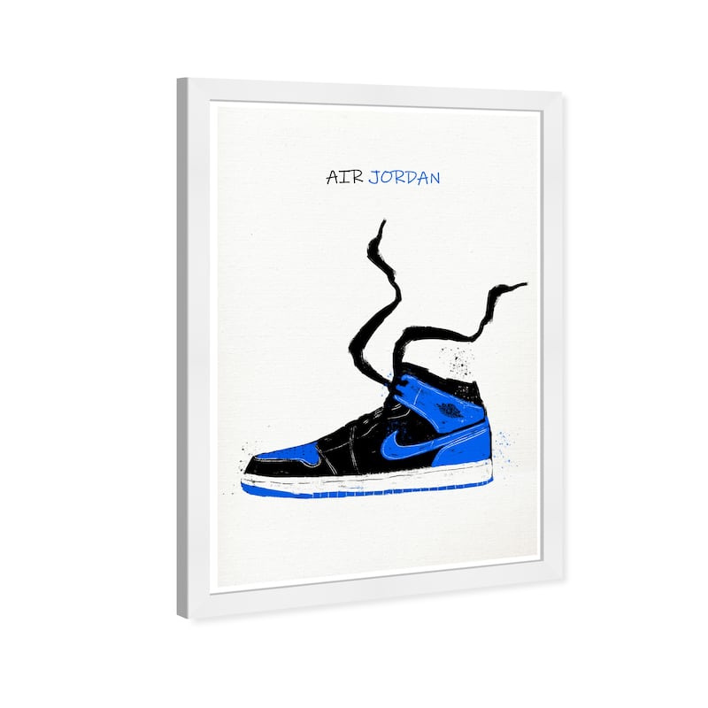 Wynwood Studio Prints Fashion and Glam Air jordan Drawing V Blue and Sapphire Blue Modern & Contemporary Wall Art Canvas Print