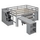 preview thumbnail 92 of 103, Modern Wooden Loft Bed with Retractable Writing Desk and 3 Drawers, Storage Stairs and Shelves