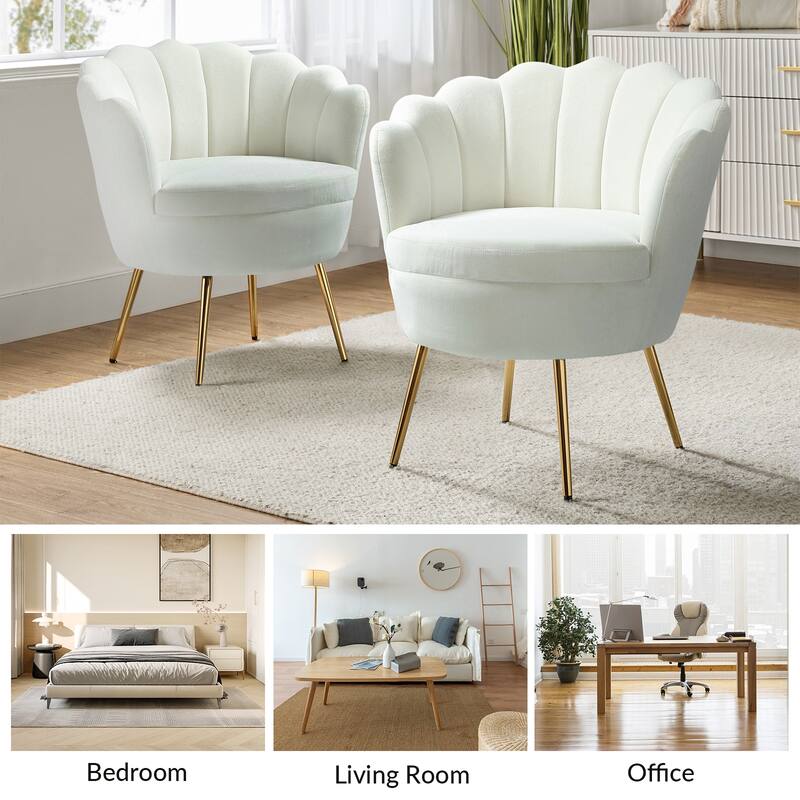 Xabier Cute Modern Upholstered Barrel Chair Accent Chair with Tufted Back Set of 2 by HULALA HOME