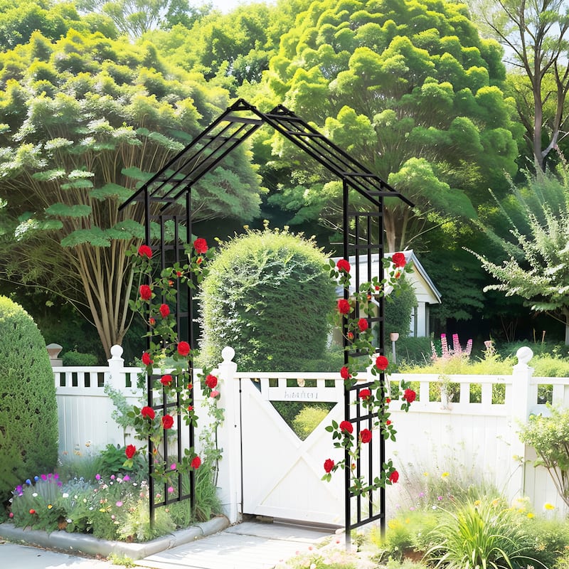 Metal Garden Arch with Adjustable Climbing Plants Support Rose Arch Outdoor