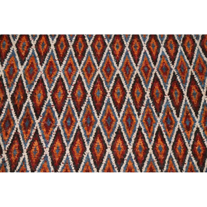 Hand Knotted Oriental 100% Wool Carpet Modern All-Over Oranges & Rust Moroccan Area Rug - 7' 11'' X 5' 8''