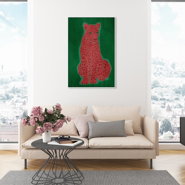 Oliver Gal 'Colorful Glam Jungle Leopard' Framed Canvas Art Print