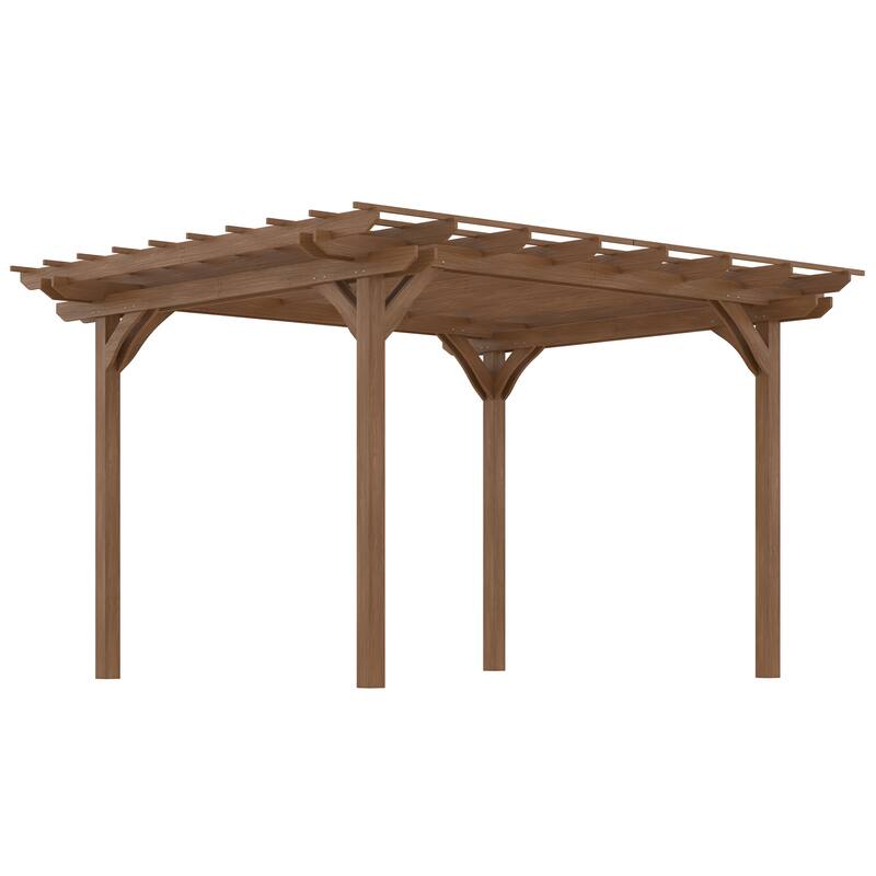 Outsunny 12' x 10' Outdoor Pergola, Wood Gazebo Grape Trellis with Stable Structure for Garden, Patio, Backyard, Deck