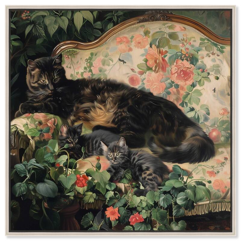 Lounging Cats II Canvas by Art Remedy - Silver - 40" x 40"