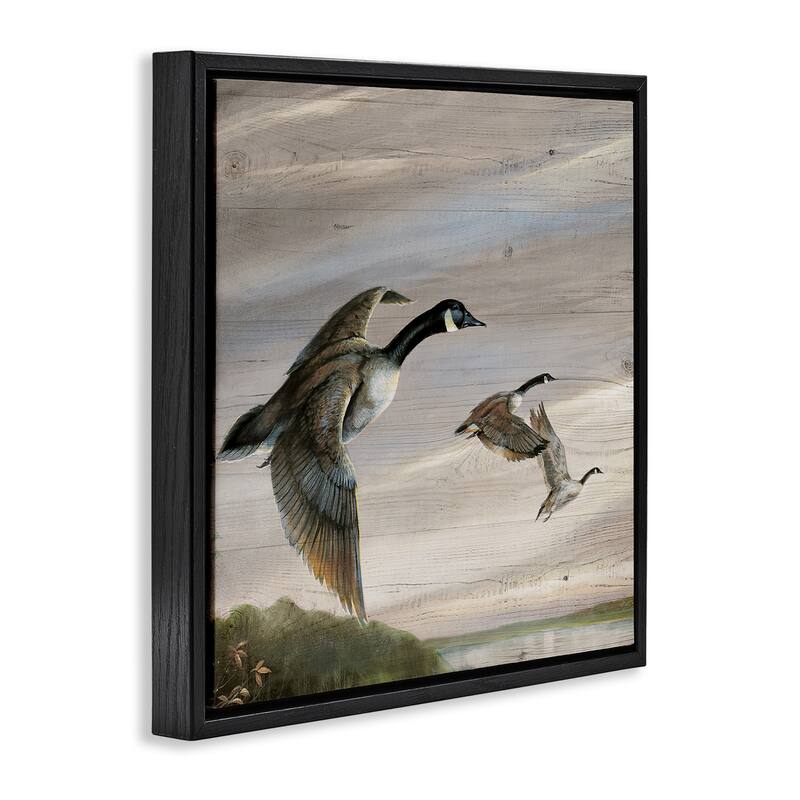 Stupell Flying Geese over Rustic Framed Floater Canvas Wall Art Design By Ruane Manning