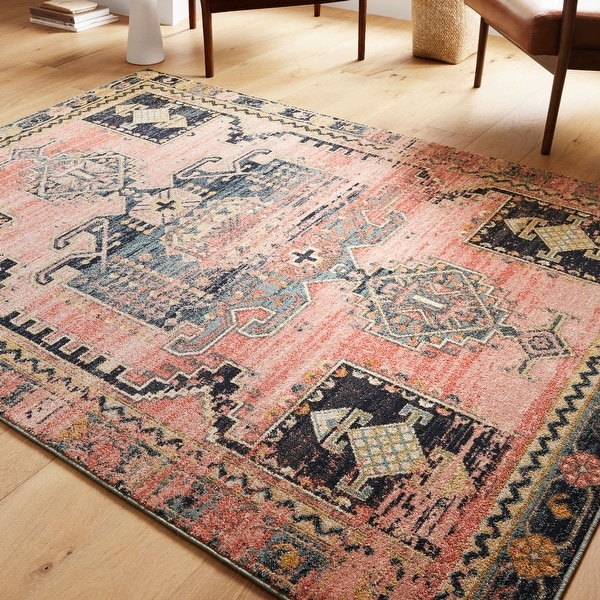 Alexander Home Luxe Rose Antiqued Distressed Area Rug. Opens flyout.