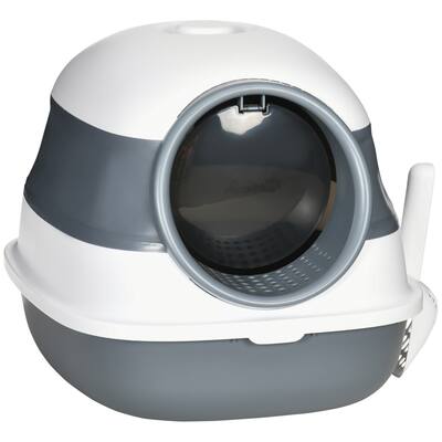 PawHut Cat Litter Box with Lid, Covered Litter Box w/ High Sides, Air Freshener
