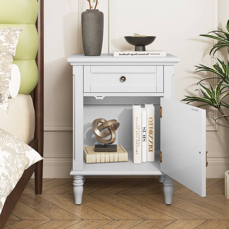 1-Drawer Bedside Table with Storage Function (Set of 2)
