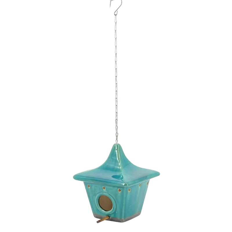 Ceramic 9-Inch Square Pagoda Birdhouse