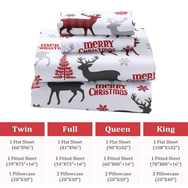 Christmas Red Boho Bed Sheets Set with 16 Inches Deep Pocket