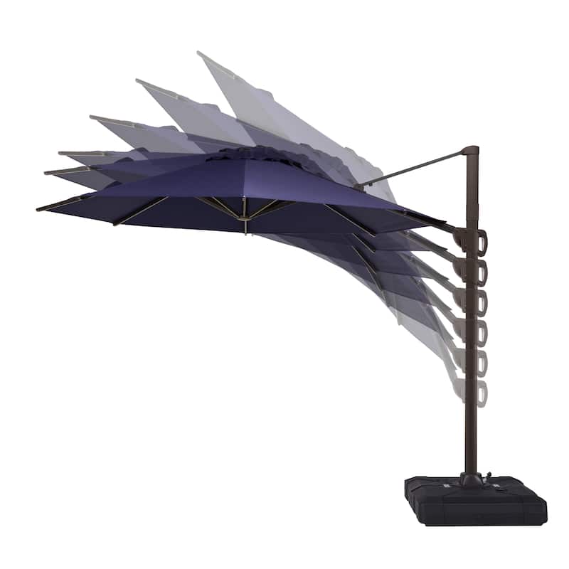 10ft Round Patio Offset Cantilever Umbrella Outdoor Hanging Umbrella with Cross Base