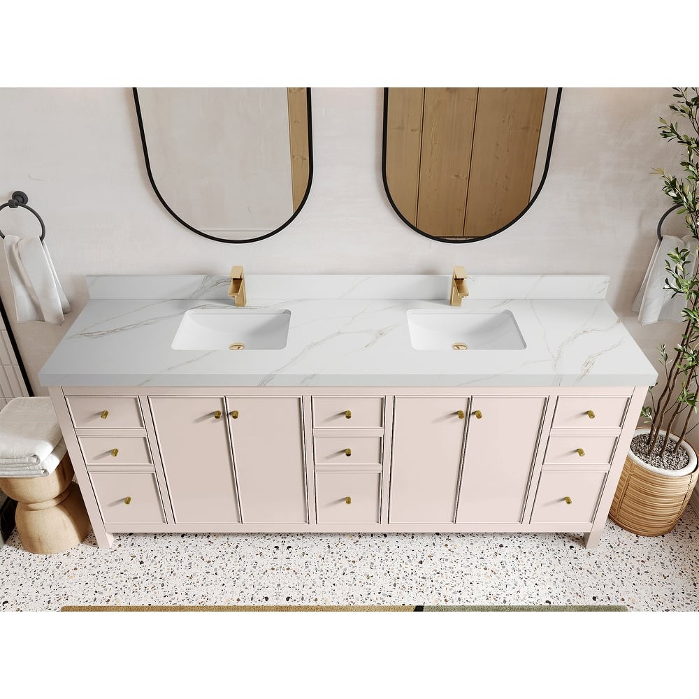 Willow Collections 84 in. W x 22 in. D Chicago Double Bowl Sink Bathroom Vanity with Countertop