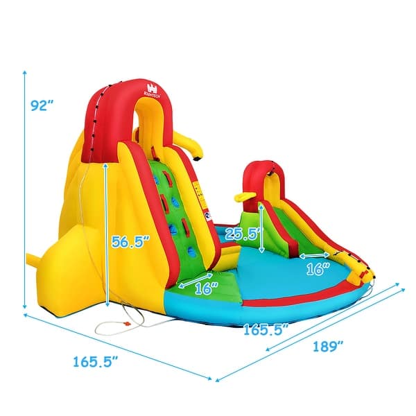 Kids Inflatable Water Slide Bounce Park Splash Pool w/ 550W Blower - with 550W blower