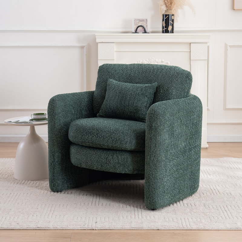 Round Barrel Chair Corner Arm Chairs Chenille Upholstered Single Sofa Chairs for Living Room Accent Chairs Modern Lounge Chairs