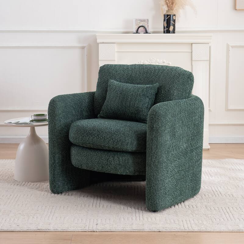 Rounded Corner Accent Chair Lounge Chair, Single Sofa Chair Armchair for Living Room