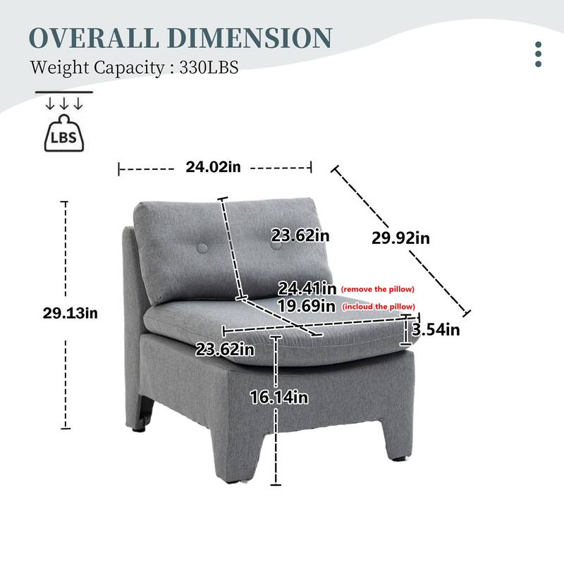 Cushioned deep seat, single lazy chair for Living room