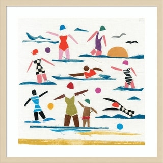 Seaside Frolics by Jenny Frean Wood Framed Wall Art Print - Bed Bath ...