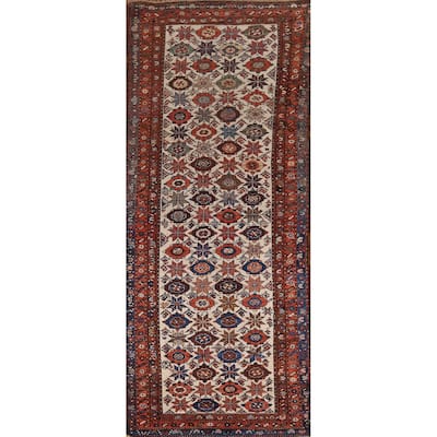 Pre-1900 Antique Vegetable Dye Senneh Persian Wool Carpet - 4'0" x 11'7"