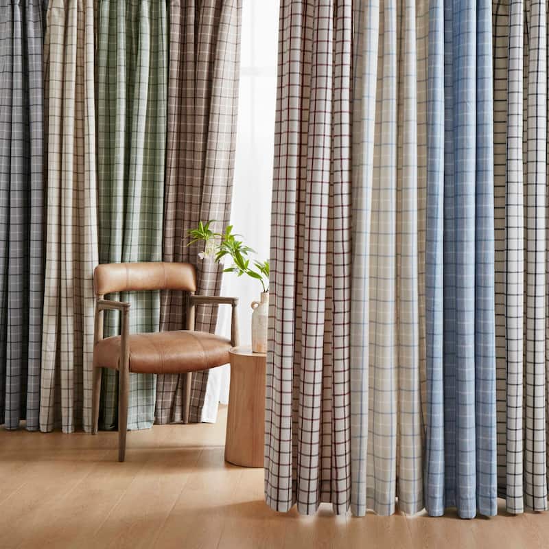 Madison Park Anaheim Plaid Rod Pocket and Back Tab Single Curtain Panel with Fleece Lining