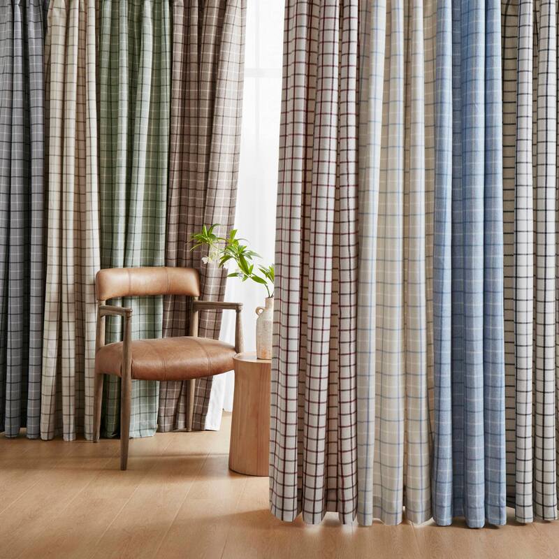 Plaid Rod Pocket and Back Tab Curtain Panel