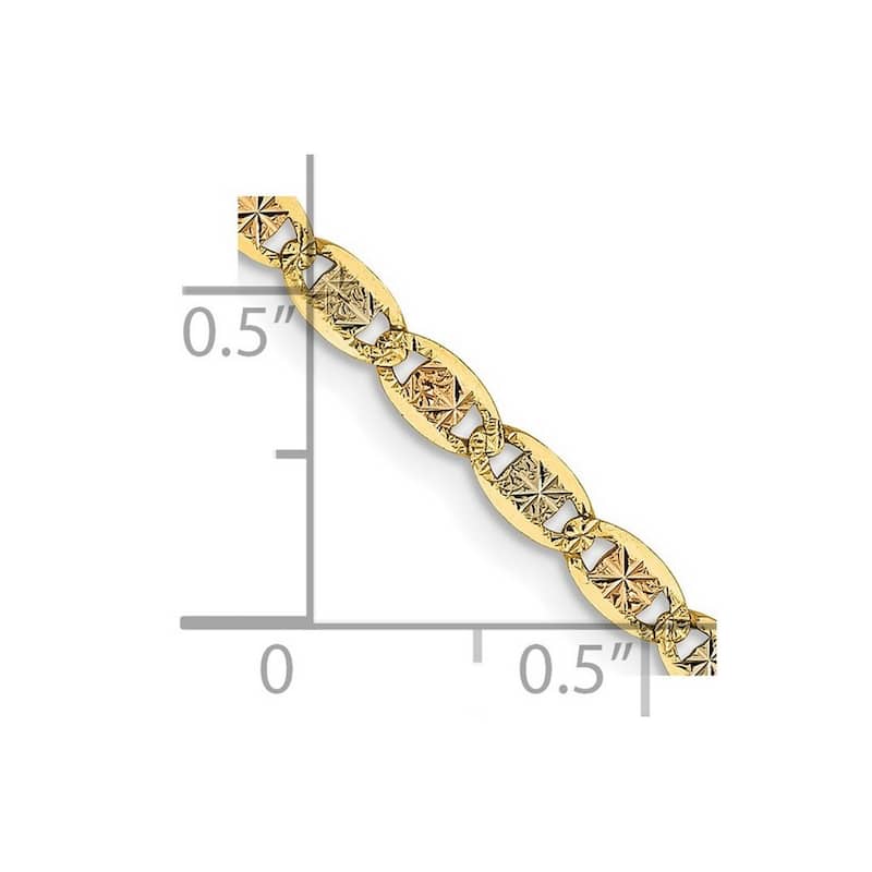 Curata 14k 2.75mm Tri color Gold Pave Chain Bracelet