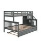 preview thumbnail 5 of 8, Twin-Over-Full Bunk Bed with Twin size Trundle Bed, Storage Stairs and Guard, Gray
