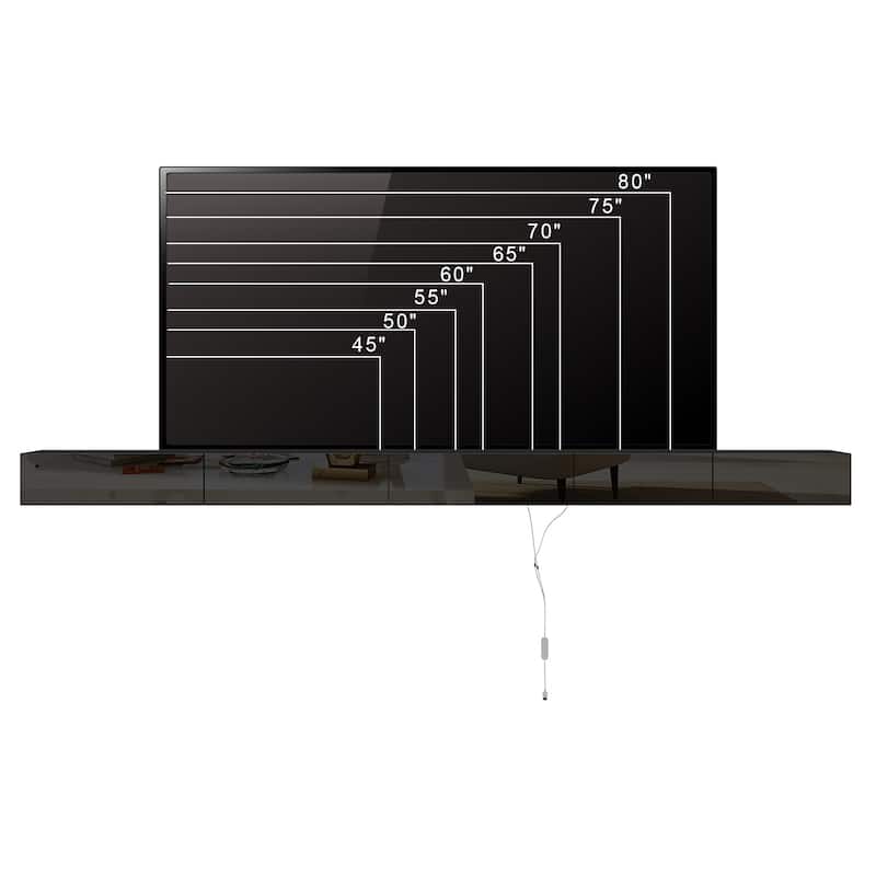 LED Floating TV Stand Entertainment Cabinet for Home and Office 2 PCS