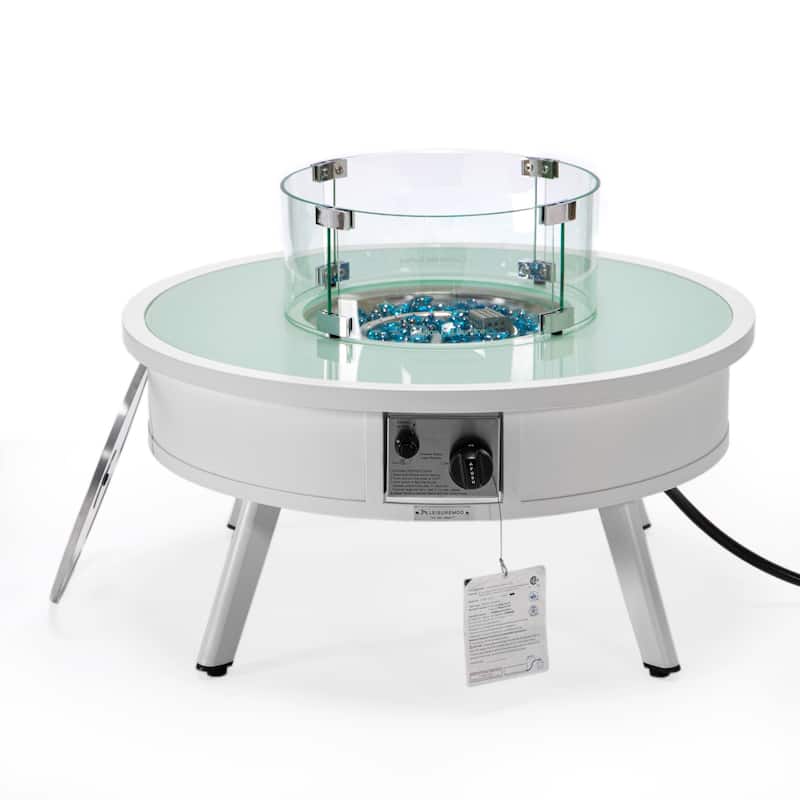 Leisuremod Walbrooke Modern Outdoor Patio Round Fire Pit Table for Porch Backyard Deck - 29