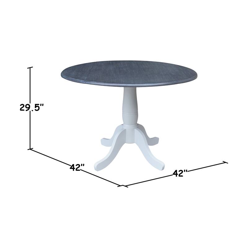 42" Round Top Dual Drop Leaf Pedestal Table with Dining Chairs