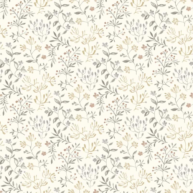 Chesapeake Tarragon Grey Dainty Meadow Wallpaper