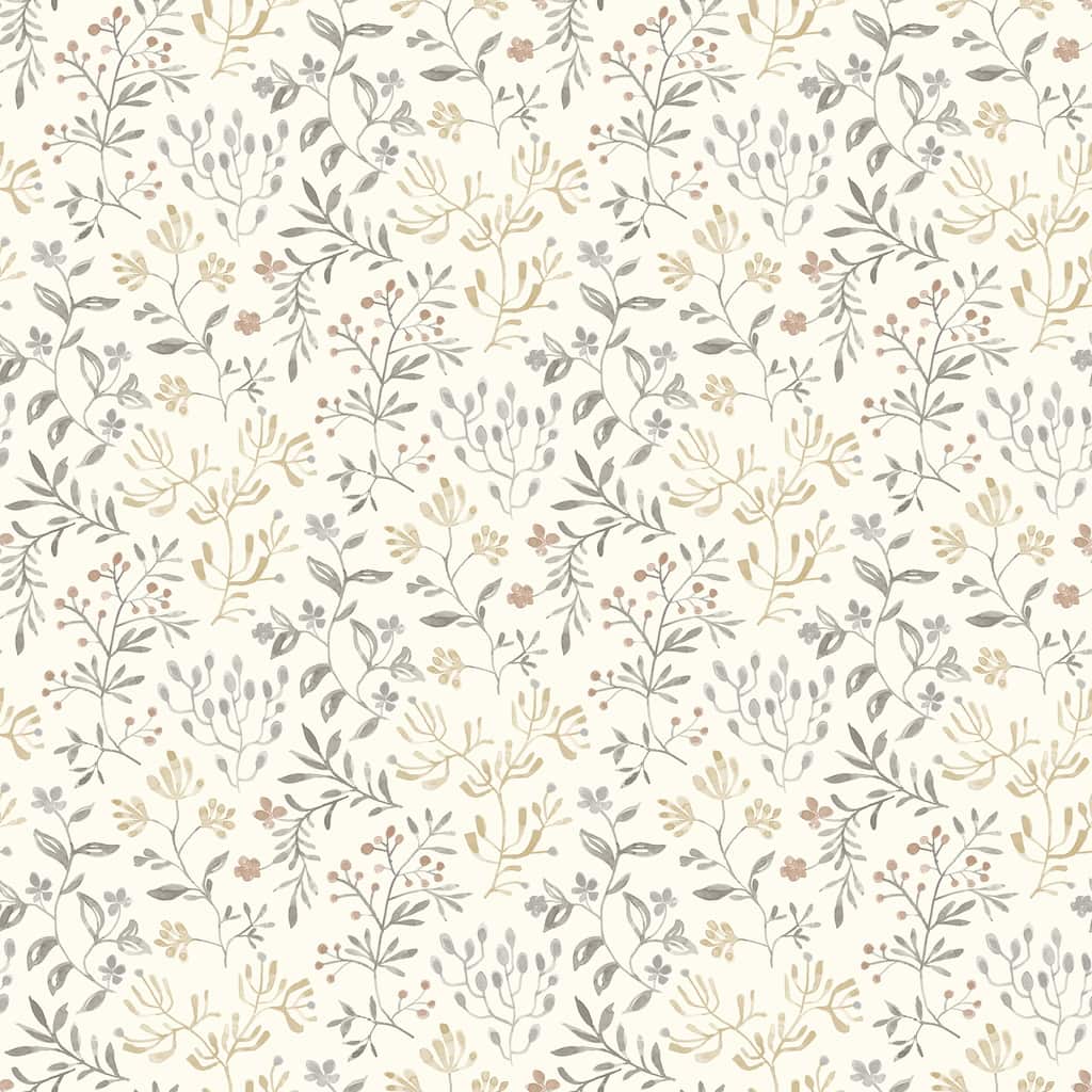 Chesapeake Tarragon Grey Dainty Meadow Wallpaper