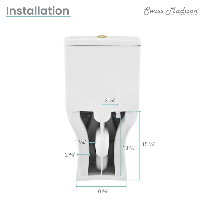 Carré One-Piece Square Toilet Left Side Flush Handle Toilet 1.28 gpf