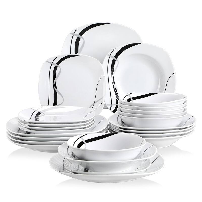 VEWEET Fiona Porcelain Dinnerware Set - 24 Piece