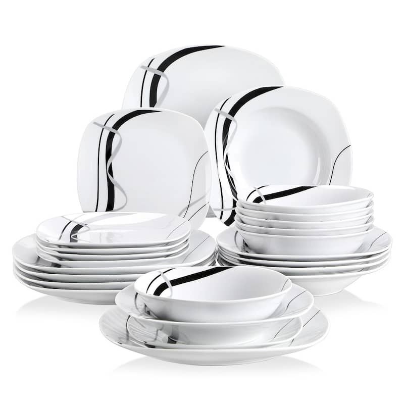 VEWEET Fiona Porcelain Dinnerware Set - 24 Piece