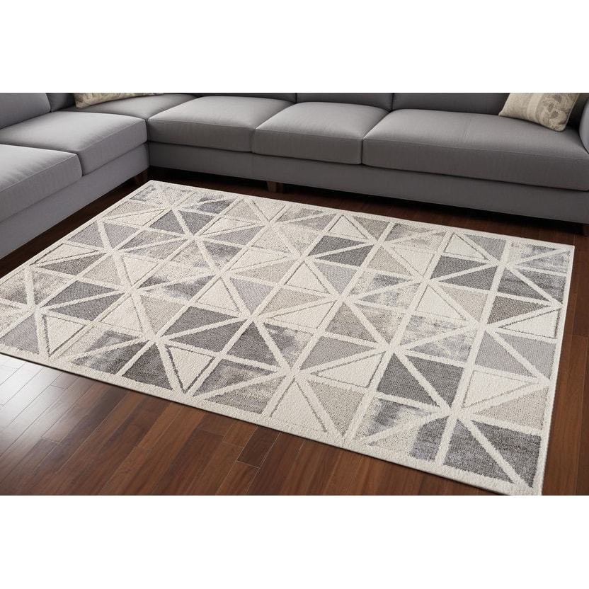 Biwa Distressed Geometric Modern Stain Resistant Woven Durable Area Rug By HomeRoots