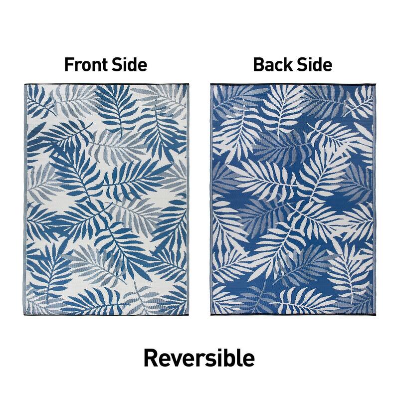 World Rug Gallery Palm Leaves Reversible Recycled Plastic Outdoor Rugs