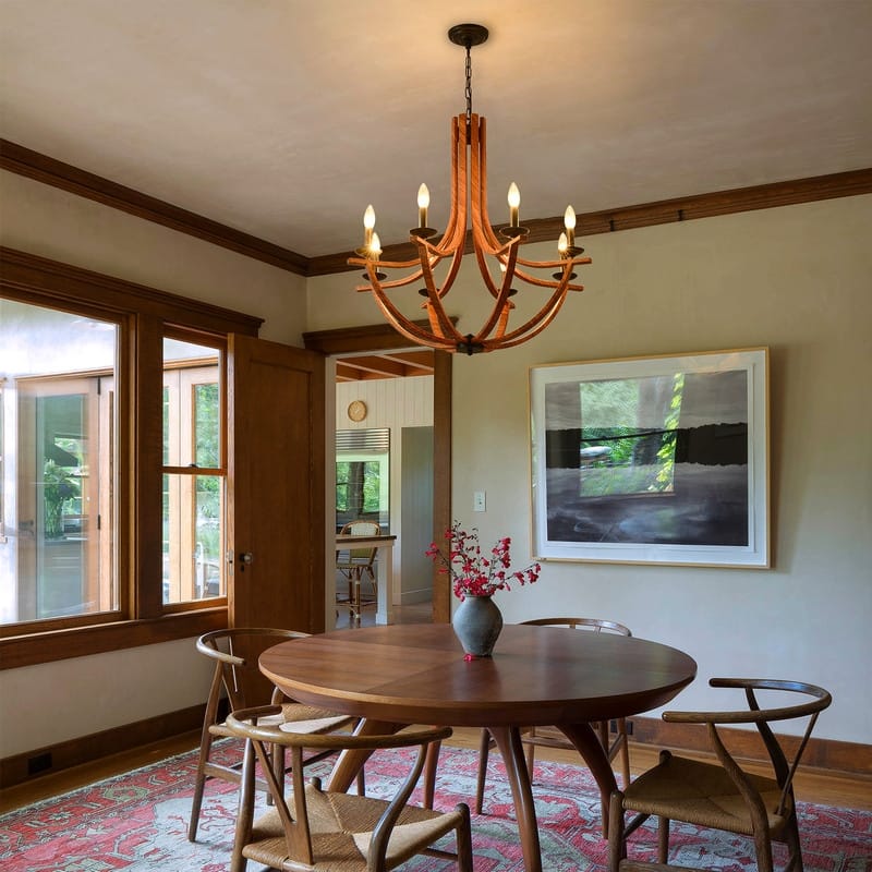 Rustic Candle Style Chandeliers Black and Faux Wood Chandelier
