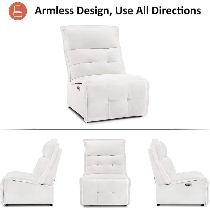 MCombo Armless Power Recliner Chair with USB Ports, 3.5" Wall Clearance Electric Reclining Sofa Chair for Living Room, ALR01