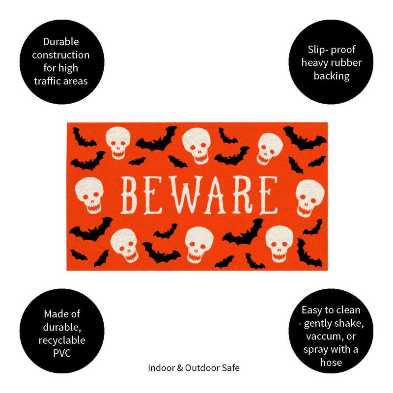 16 in. x 28 in. PVC Halloween Be Ware Door Mat