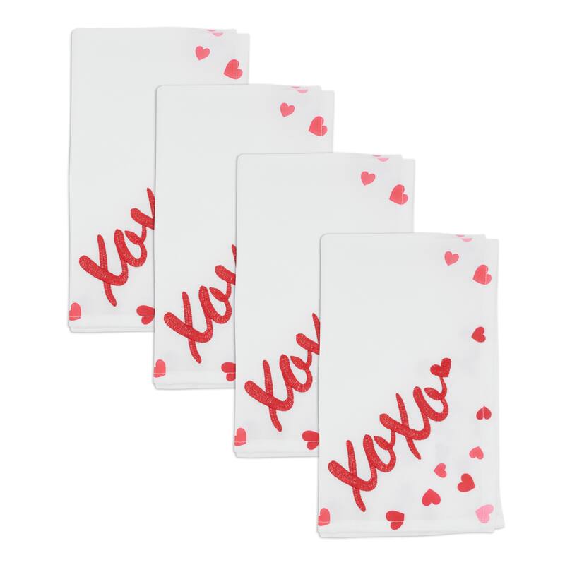 Text Script Decorative Napkins (Set of 4) - Playful Motif Detail for Dining and Entertaining, 20"x20"