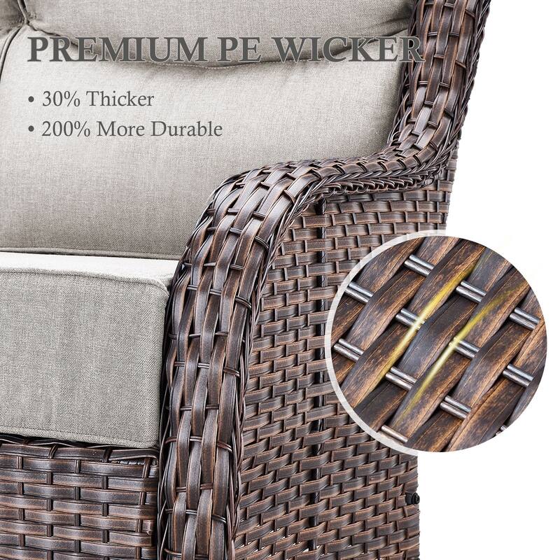 Arcadia Wicker Patio Swivel Glider Chairs with 6-Inch Cushions (4-Pack)