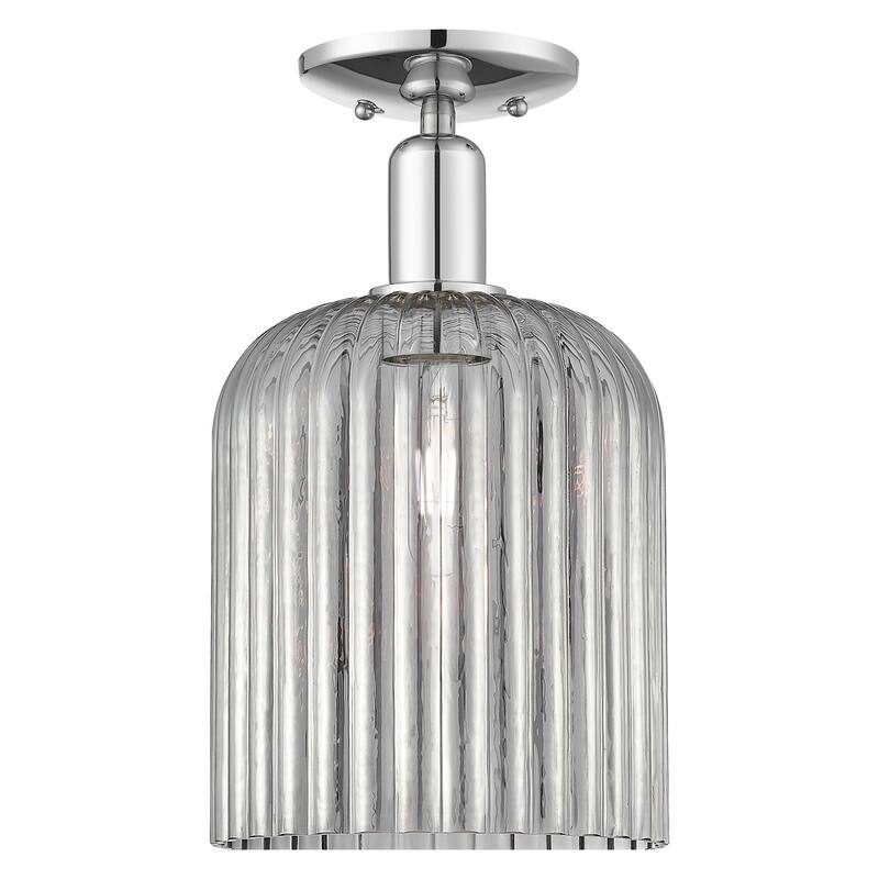 Innovations Lighting 716-1C-14-8 Bridal Veil Semi-Flush Bridal Veil 8" - Polished Chrome / Light Smoke