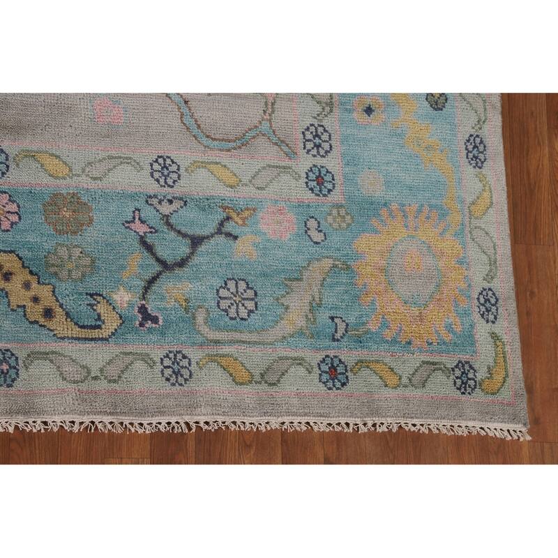 Gray Transitional Oushak Oriental Area Rug Handmade Wool Carpet - 9'0"x 11'11"