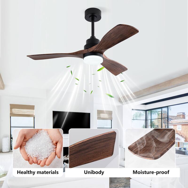 42 Inch Ceiling Fans with Lights and Remote, Ceiling Fan with Light 3 Blades Modern Ceiling Fan Noiseless Reversible DC Motor