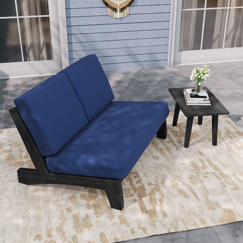 Outdoor Sectional Furniture Teak Conversation Set with Side Table