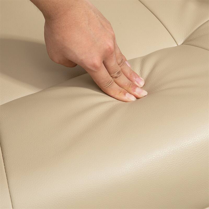 Swivel Leather Manual Recliner with Armrest and Extendable Footrest