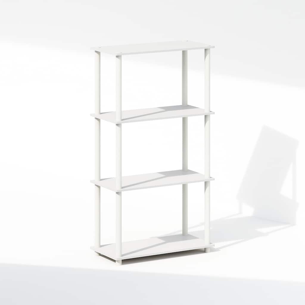 43.25 in. Tall White Wood 4-Shelf Bookcase