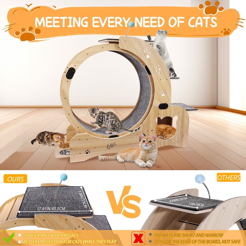 6-in-1 Upgraded Cat Wheel Exerciser for Indoor Cats