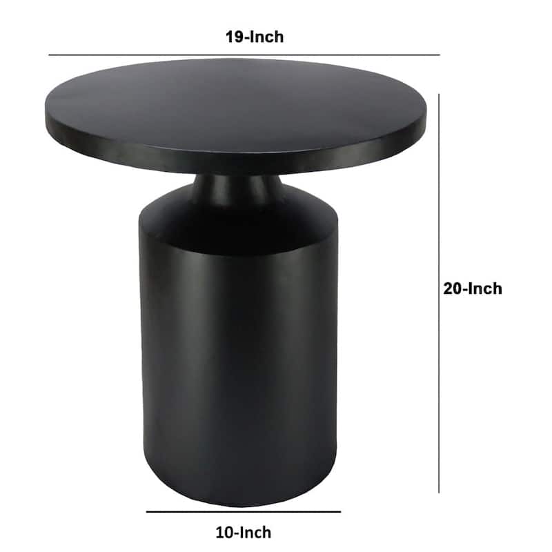 Zoe 20 Inch Modern Round Iron Side Table with Pedestal Base, Matte Black - 19 L x 19 W x 20 H Inches