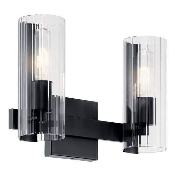 slide 2 of 14, Kichler 55167 Jemsa 2 Light 14" Wide Vanity Light Black